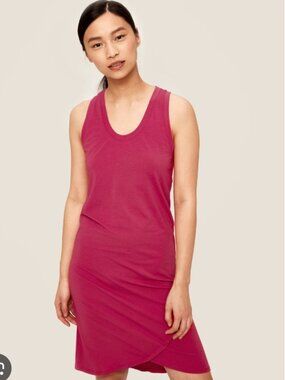 Ladies Dark Pink Macy Straight-Fit Lole Dress with Asymmetrical Hem in Size XL
